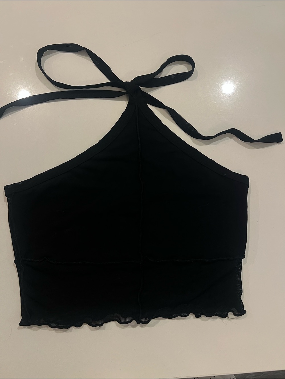 Princess Polly Black Halter Tie-Back Crop Top